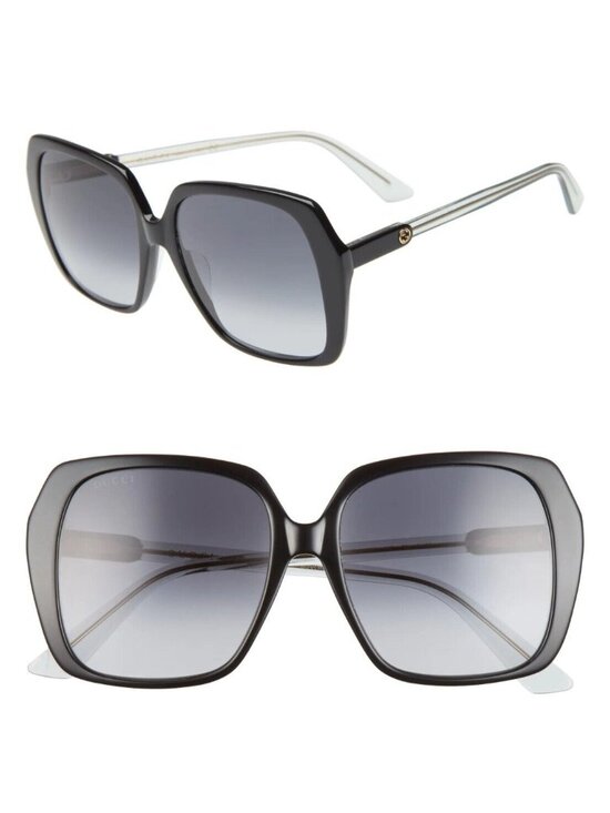Gucci GG0533SA 005 56mm Oversized Square Sunglasses Black Grey Gradient - Italy
